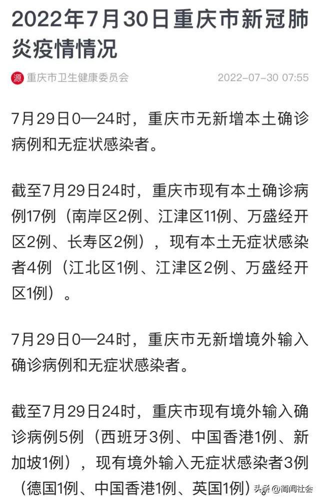 重庆今日疫情最新公布数据消息
